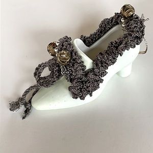 VTG Bisque Shoe Christmas Ornament